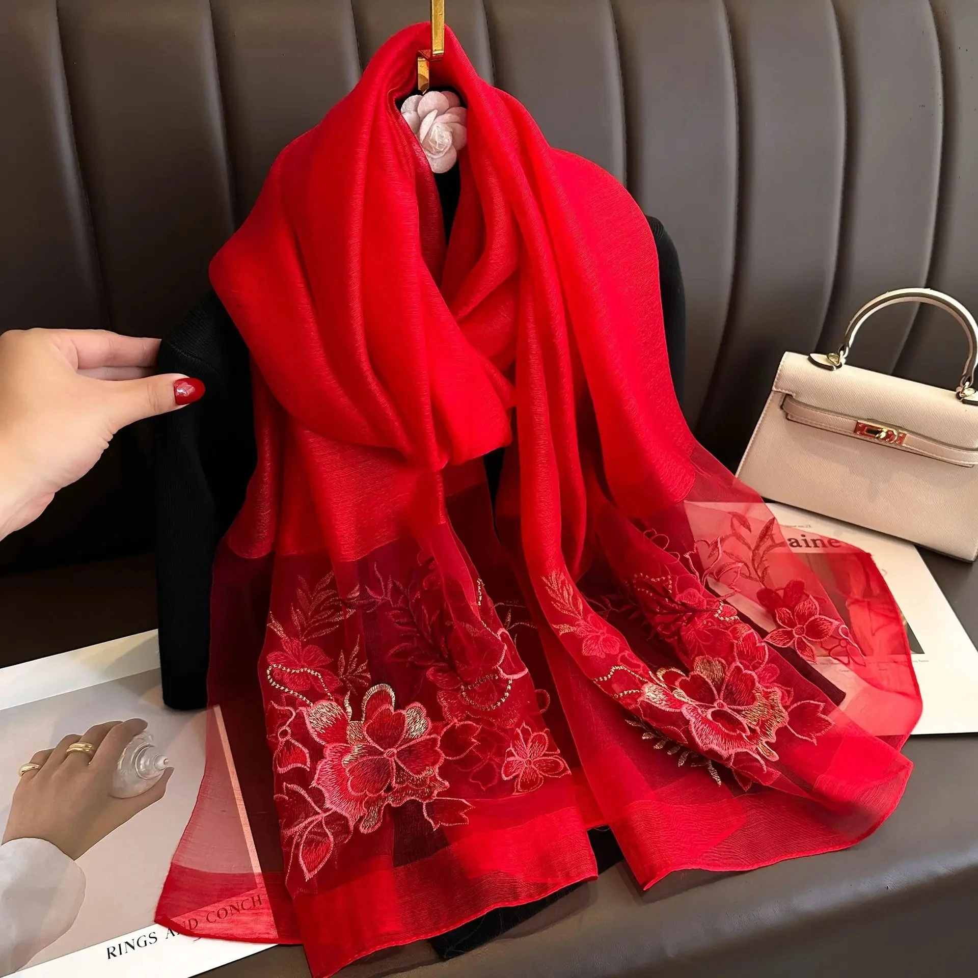 Luxury Brand Solid Silk wool scarf Women Shawls Scarves Summer Lady Hijab Winter Fashion Warm Bandana Foulard Pashmina Poncho