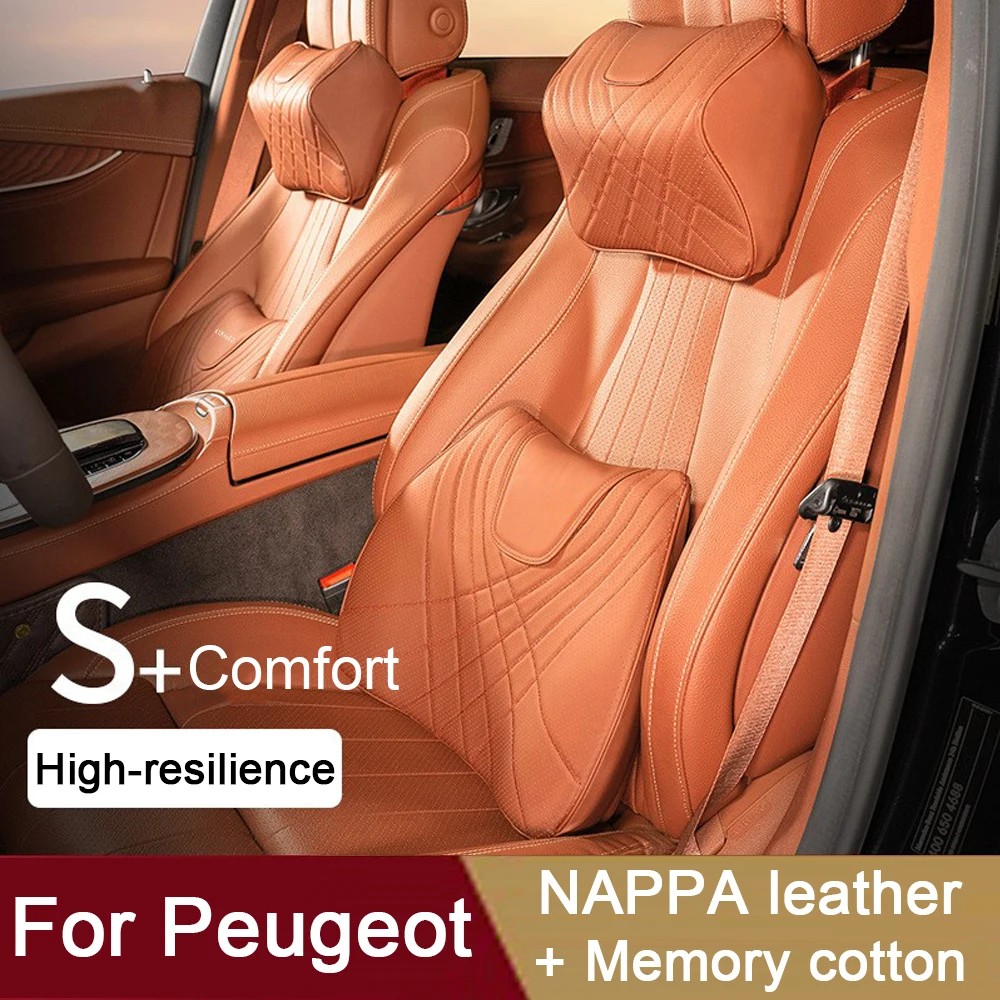 

Автомобильная подушка для шеи, качественный кожаный подголовник, поддержка сиденья, поясная подушка для Peugeot 107 208 2008 306 307 308 3008 408 508 4008 5008