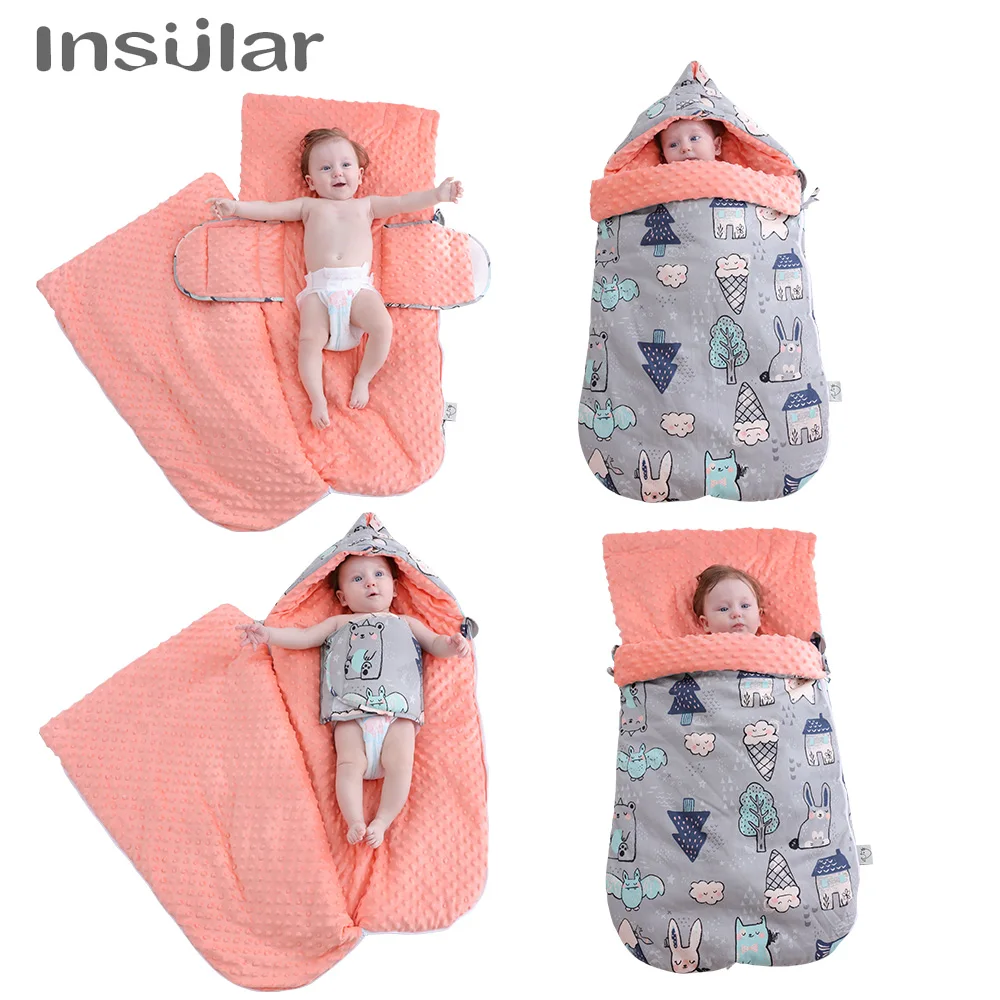 Baby Sleeping Bag Cartoon Style Sleepsack for 0-2Y Kids Cotton Soft Sleep Warm Envelope Stroller Swaddle Footmuff Baby Blanket