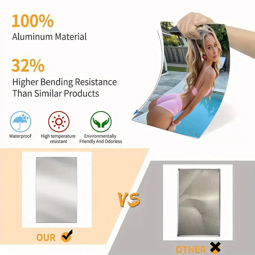 ملصق معدني لفتاة بيكيني عتيقة مقاس 8 × 12 بوصة، لافتة ألومنيوم مقاومة للماء لديكور المنزل والمقهى