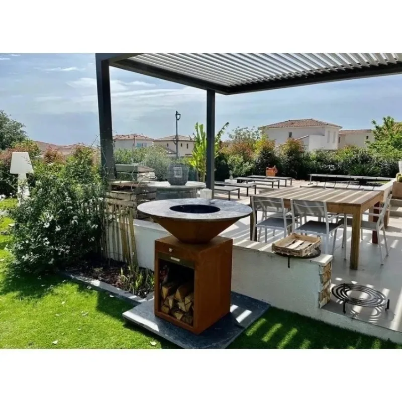 

100CM Diameter Weathering Steel Fire Pit Grill, Suitable for Backyard Weathering Steel Barbecues Fire Pits and Heavy-duty Grills