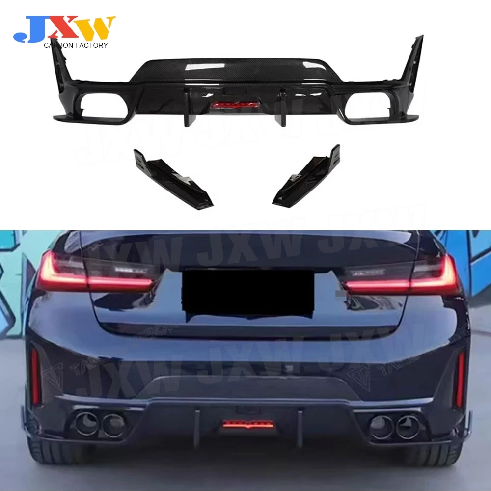 

Carbon Fiber Car Rear Bumper Extension with Light for BMW 3 Series G20 G28 LCI M Sports 2023+ FRP Rear Lip Diffuser Bodykit