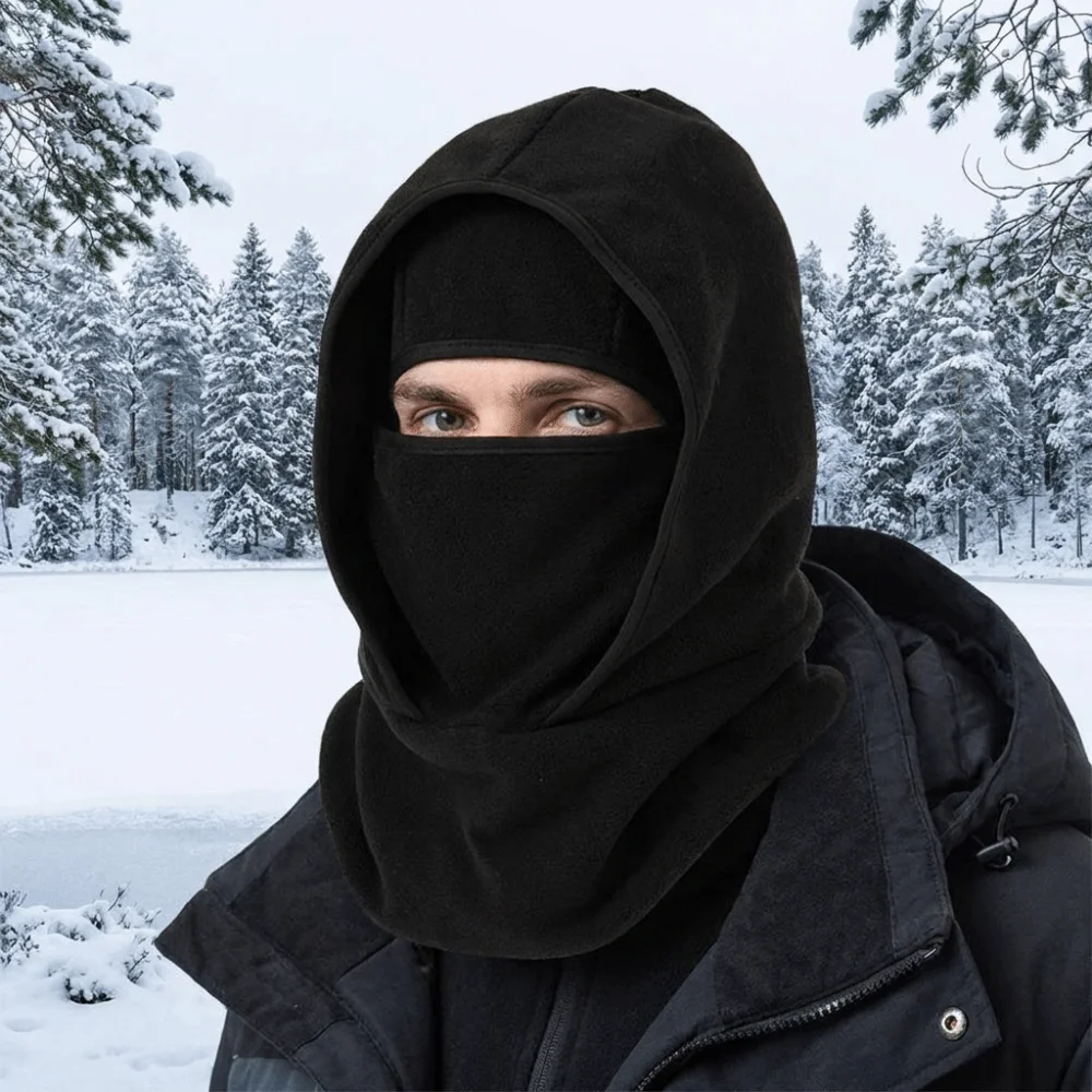 Double Layer Balaclava Cycling Cap Facial Mask Neck Protection Ski Windproof Cap Windproof Thicken Warm Hat Mask Mountaineering