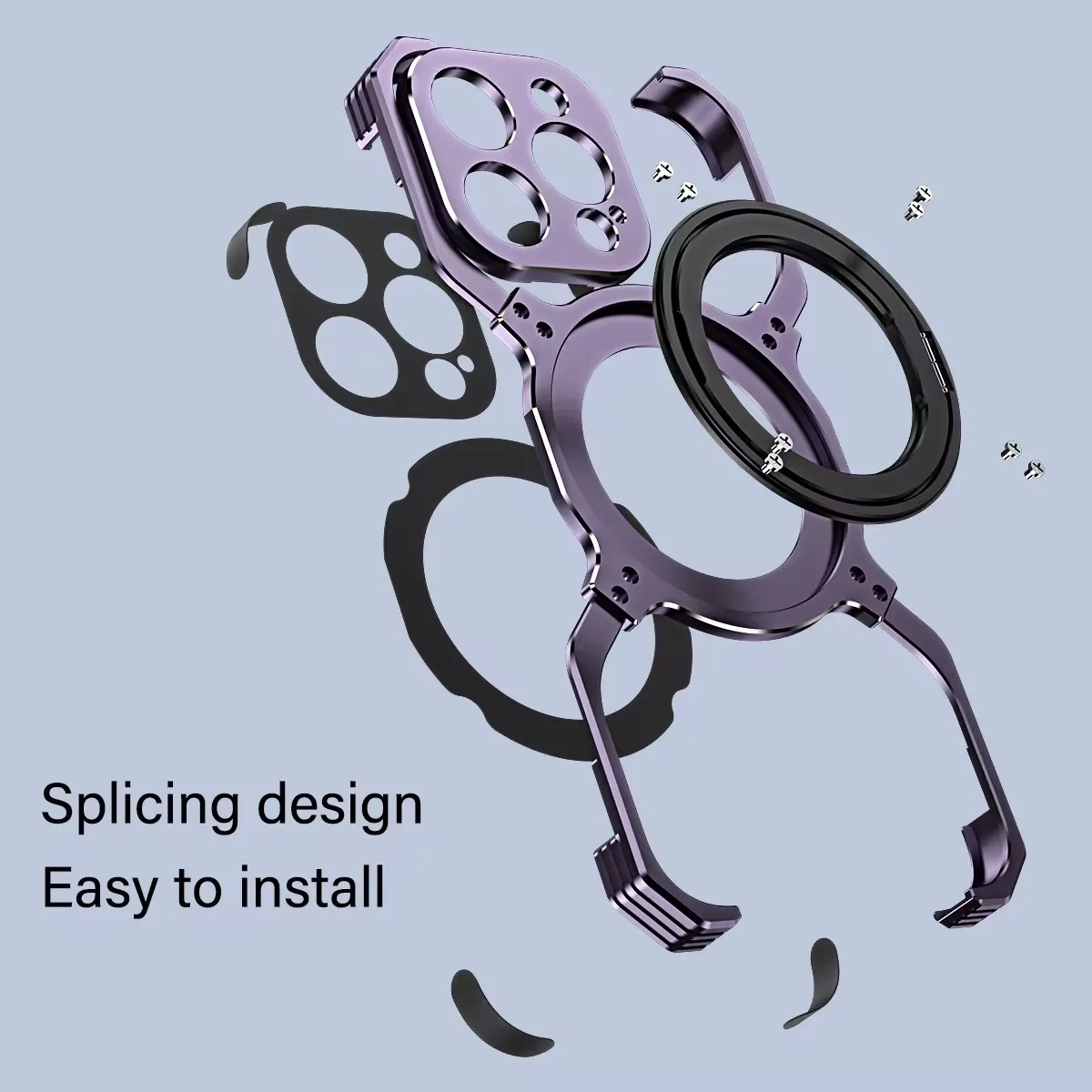 X Type Magnetic Phone Case For iPhone 14 13 15 Pro Max With Ring Bracket Shockproof Bumper Metal Heat Dissipation Cover Funda