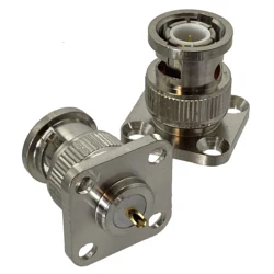 1Pcs BNC Male Plug 12.7mm 4-holes Flange Deck Mount Solder Cup RF Coaxial connector Brass