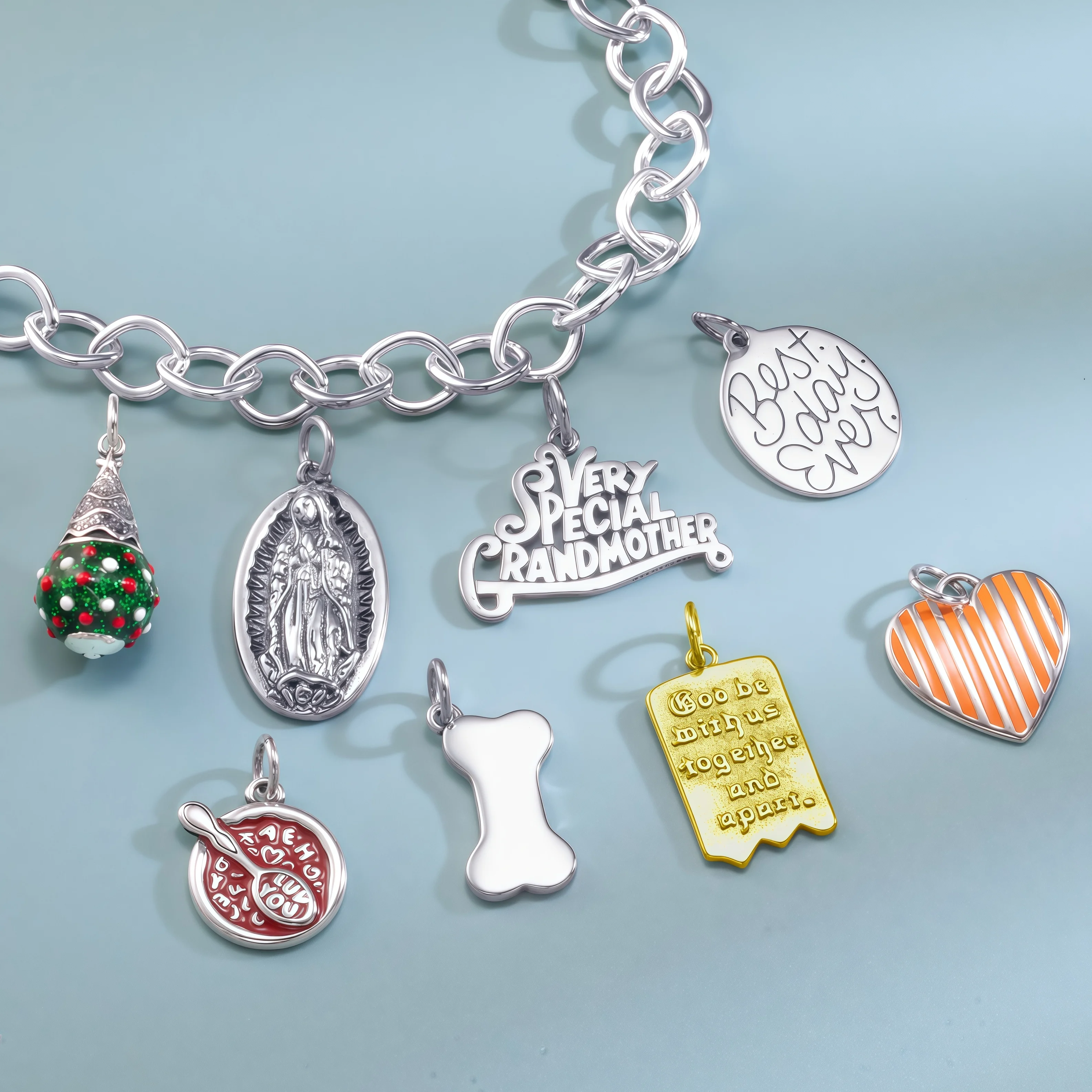 S925 جيمس أفيري ريترو الفضة والمجوهرات تصميم لطيف، DIY سحر قلادة للدين، عظام الحيوانات الأليفة، الجدة، عيد الميلاد، والمزيد