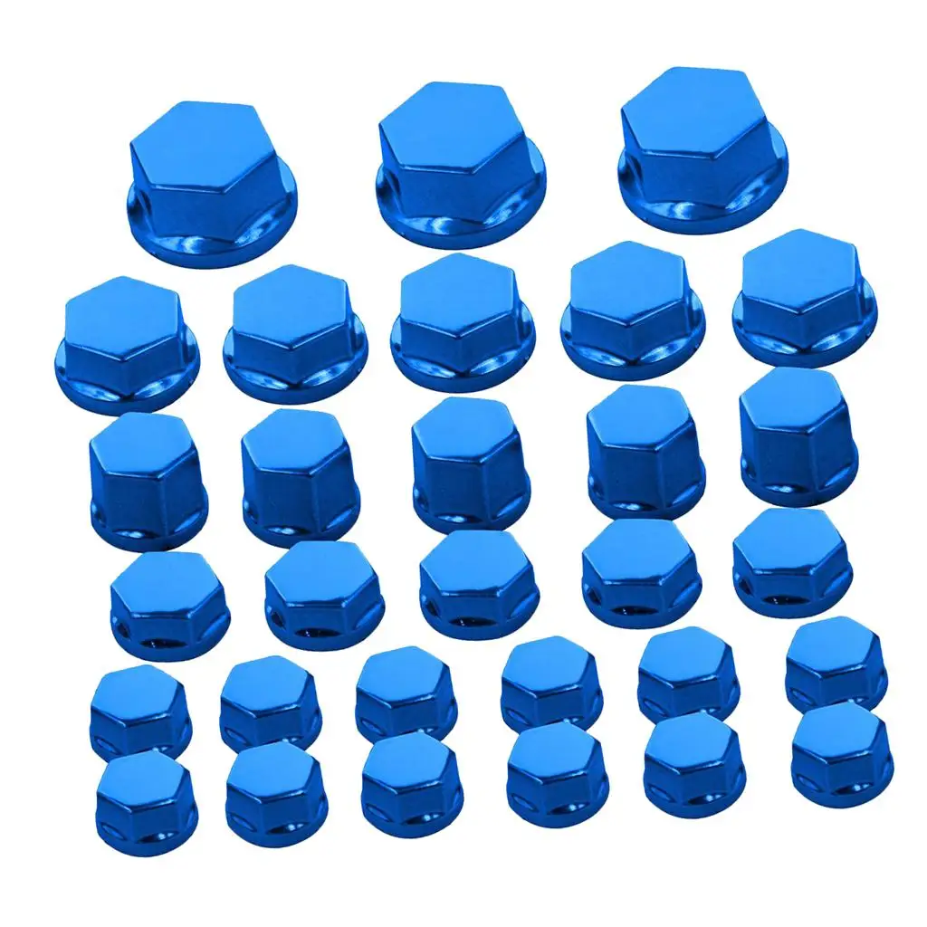 

30Pc Motorcycle Nut Screw Cover for Yamaha for Kawasaki Blue