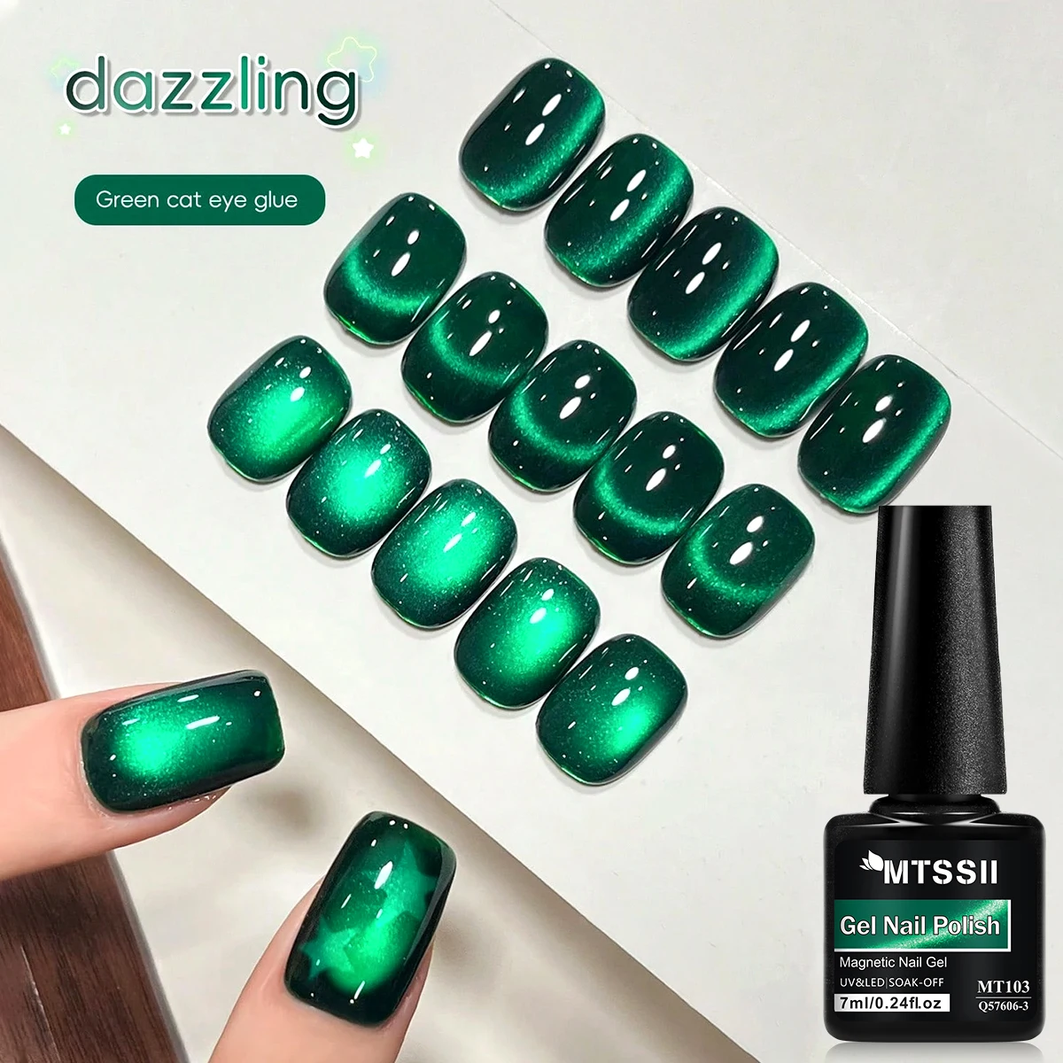 Mtssii 7ml Shine Red Christmas Cat Magnetic Gel Nail Polish Highlight Sparkling Glitter Semi Permanent Soak Off UV Gel Varnish