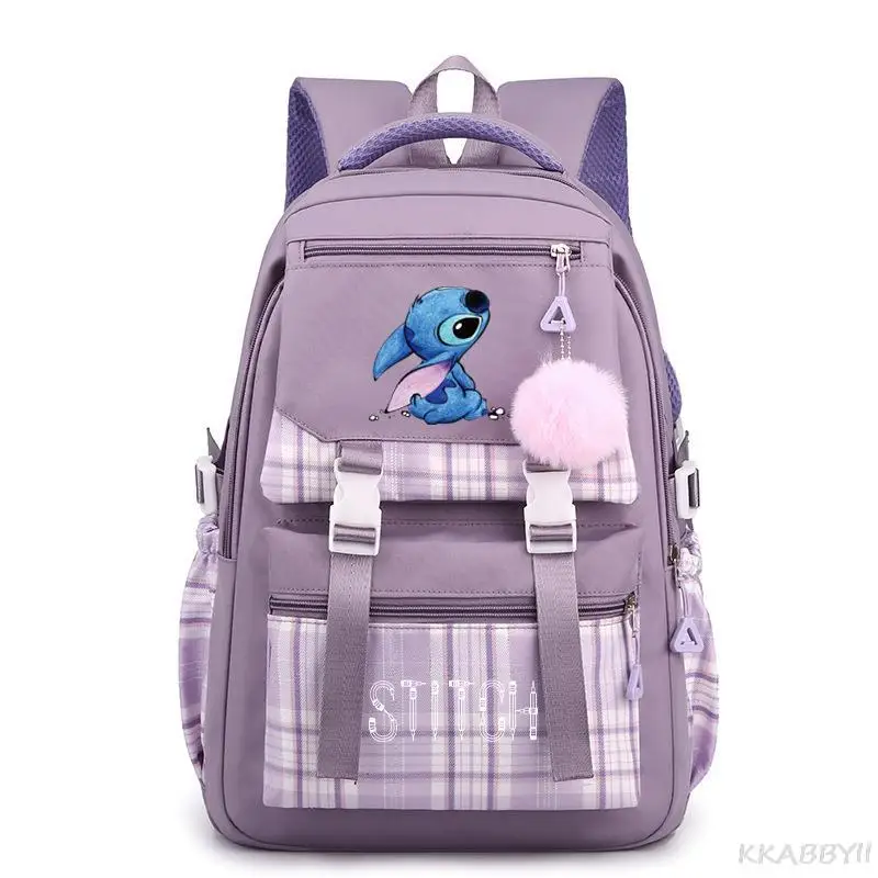 Mochilas escolares de grande capacidade para estudantes do ensino médio, mochila Lilo e Stitch feminina, laptop Junior High School