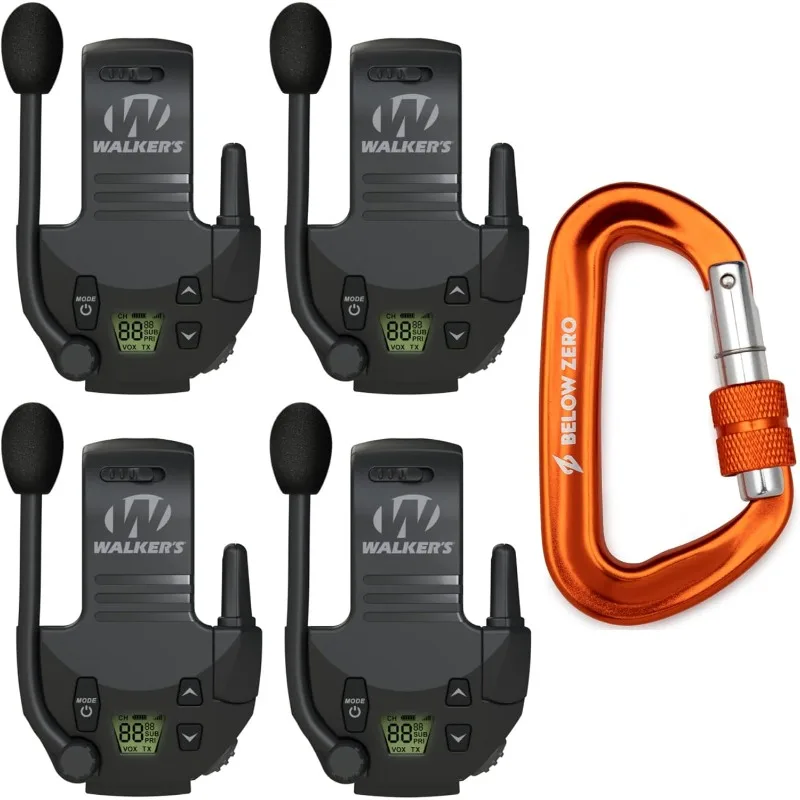 

Walker's Tactical/Hunting 2-Mile Range Walkie Talkie for Razor Muffs Bundle with Heavy-Duty Carabiner