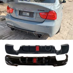 Real ABS bright black with LED lights Rear Bumper Lip Diffuser Spoiler For BMW 3 Series E91 E90 325i 335i M Tech 2005 - 2011