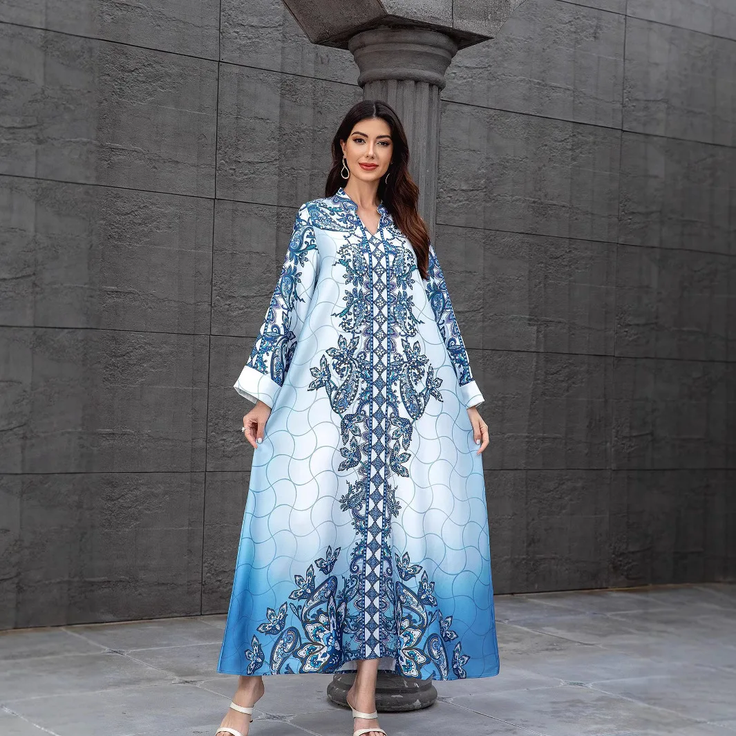 UNI 2025 Musulmano Perla Che Borda Abaya Eid Abaya Arabo Medio-Oriente Elegante Turchia Caftani Donne Jilbabs Islamico Maxi Abiti