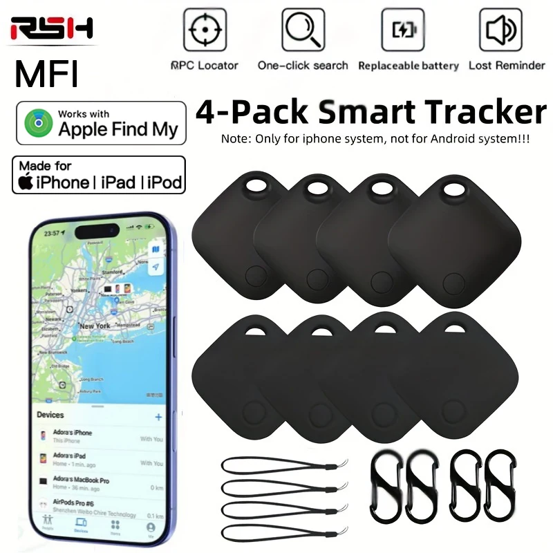 

4 шт. для Apple GPS Smart Air Tag Tracker Bluetooth Smart Tag Locator Pet Car Anti-lost Finder работает с системой Find My IOS