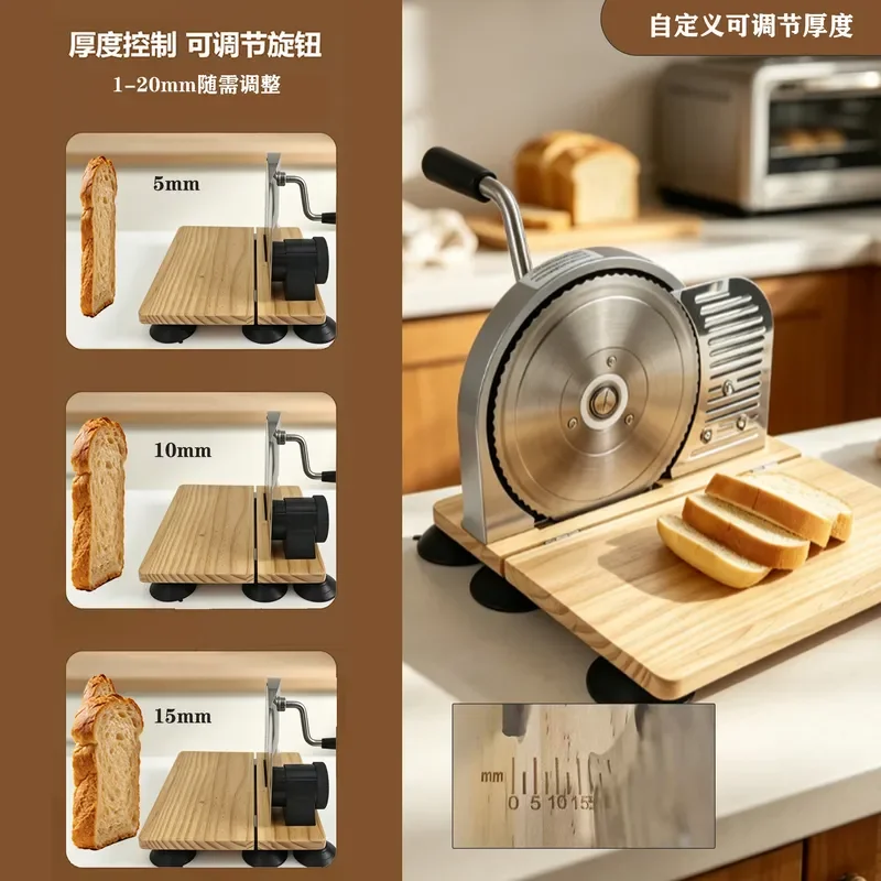 Commercial Bread Slicer Stainless Steel Foldable Adjustable Thickness Cutting Machine for Bakery Toast Loaf Kitchen Tool