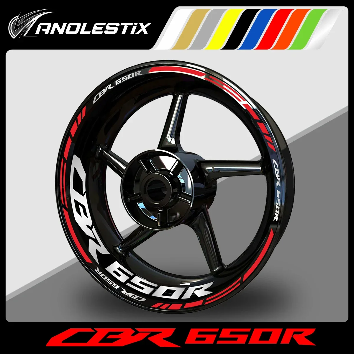 AnoleStix Reflective Motorcycle Wheel Sticker Hub Decal Rim Stripe Tape For Honda CBR 650R 2024 2023 2022 2021 2020 2019