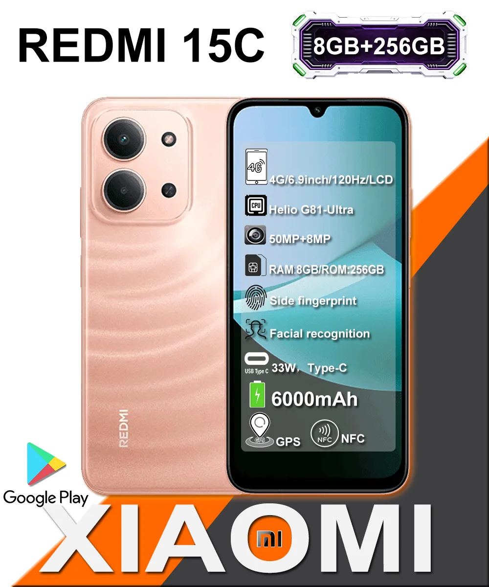 Xiaomi Redmi 15C Ultra-long battery life smartphone 8+256GB ram Type-C NFC