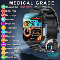 2024 New ECG+PPG Uric Acid Non-Invasive Blood Glucose Smartwatch Men Bluetooth Call Heart Rate Blood Pressure Smart Watch Women