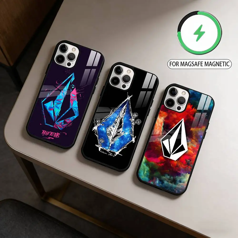 

Luxury V-VOLCOMES Sport Style Phone Case For iPhone17,16,15,14,13,12,11 Plus,Pro Max Magnetic For Magsafe Wireless Charging