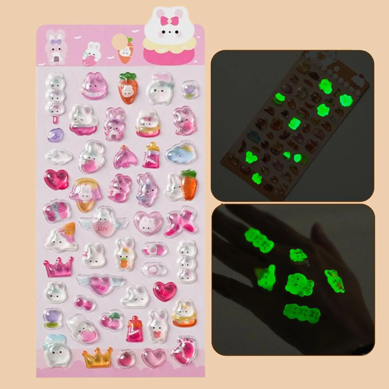 

3D Stickers For Kids Glow In The Dark Aesthetic Stickers Decor 6 Sheet Phone Case Decals For Phone Case Notebook Scrapbooking
