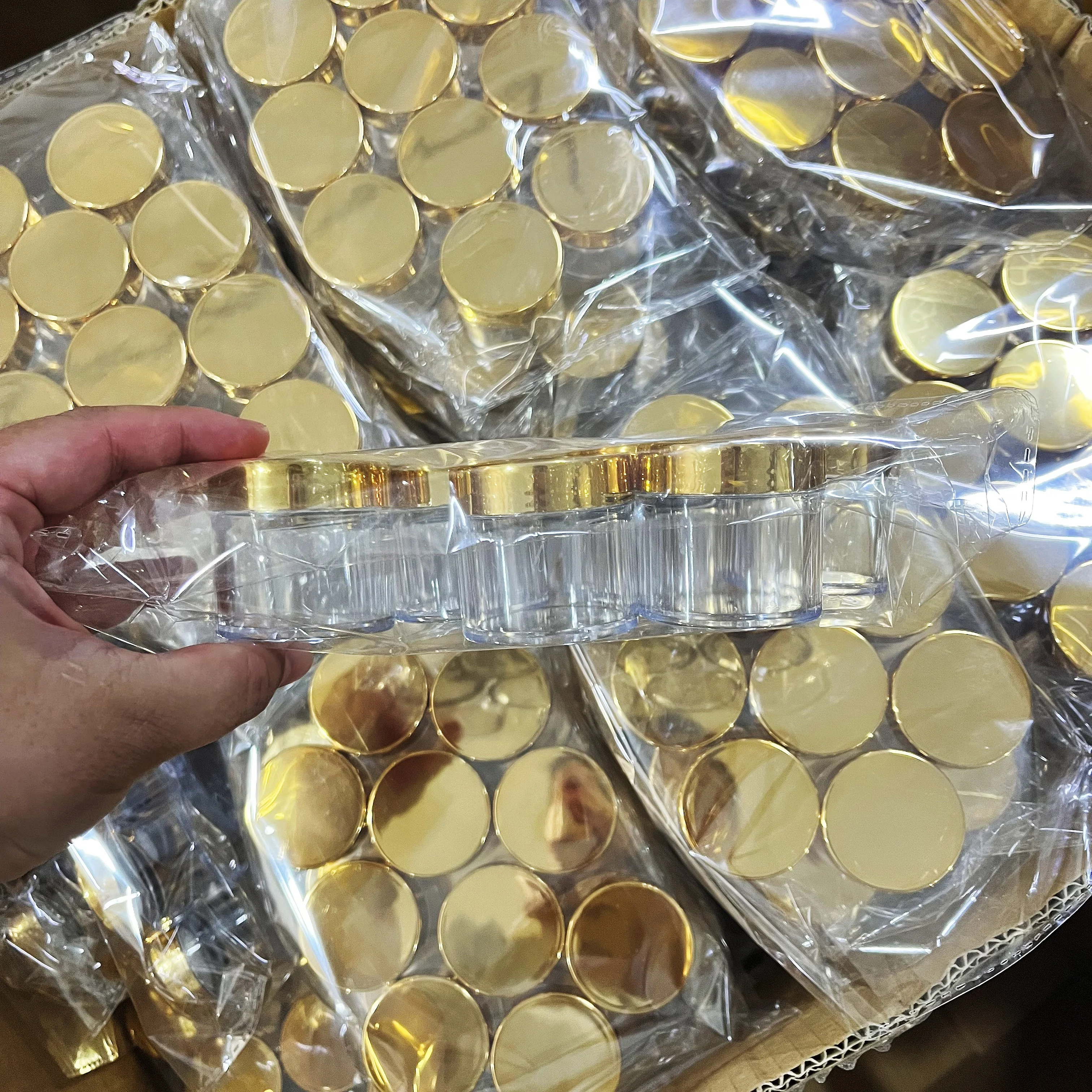 1OZ 10/20/30/40/50 szt. Przezroczyste słoiczki kosmetyczne Mini Okrągłe słoiczki na paznokcie, pielęgnację skóry, makijaż i inne niezbędniki podróżne *