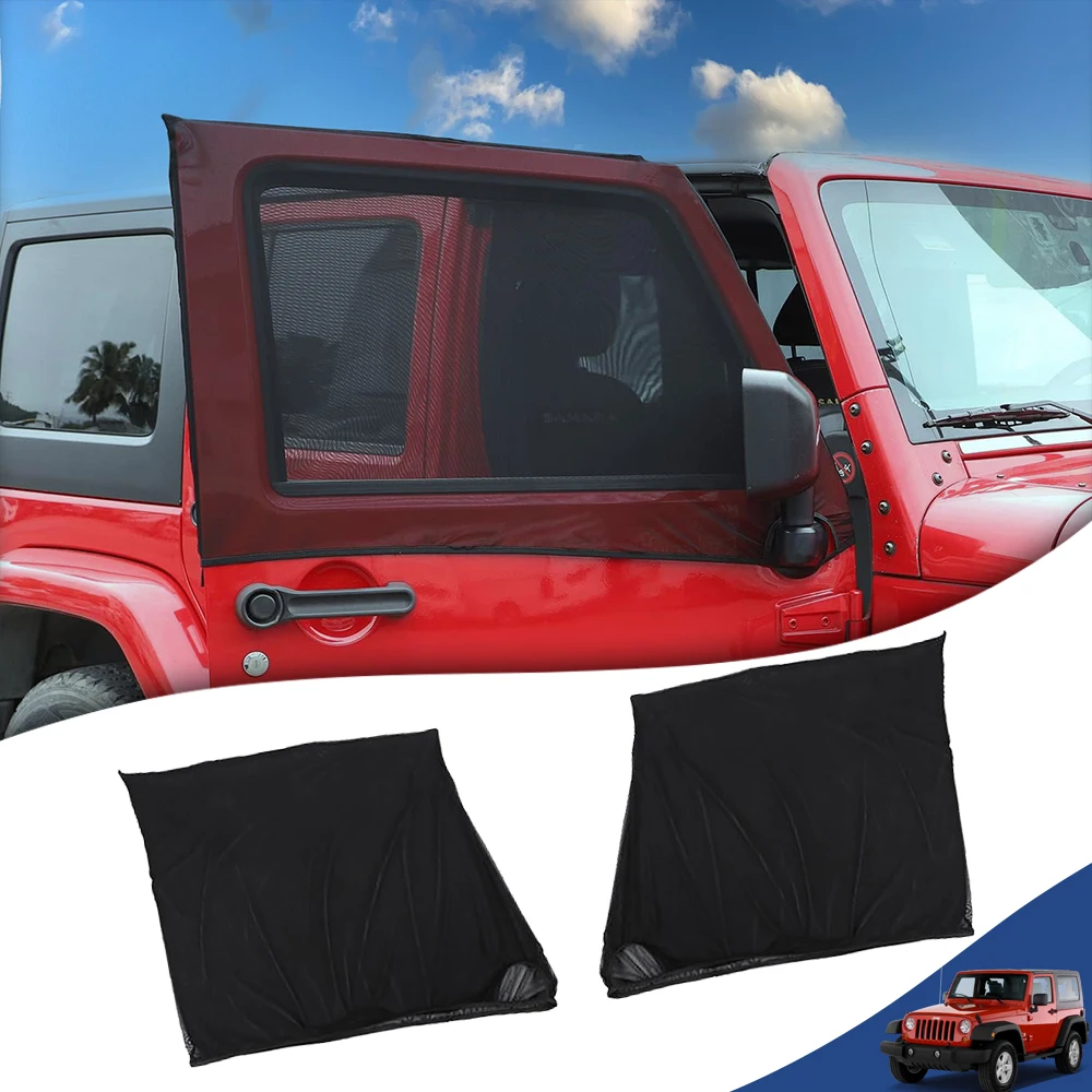 

Car Side Window Sunshades Cover Insect Net UV Protect Curtain Mesh for Jeep Wrangler TJ JK JL JT 1997-2024 Exterior Accessories