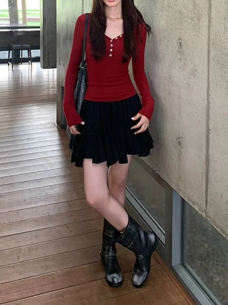 Francês branco irregular plissado mini saia 2025 verão elástico de cintura alta fofo a linha saias sólidas versátil faldas