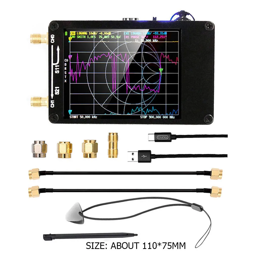 2.8 Inch TFT Monitor Digital Antenna Analyzer with SD Card Slot Vector Network Analyzer Tester USB 5V 120mA Measure S Parameters