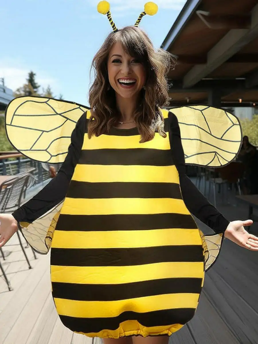 ชุดคอสเพลย์ผึ้งสำหรับผู้ใหญ่ ชุดแฟนซีงานเทศกาล ชุดแสดง วัสดุโพลีเอสเตอร์ สไตล์จีนดั้งเดิม