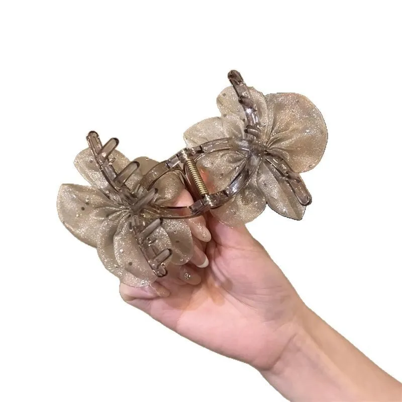 메쉬 나비 동백 잡아 클립 기질 다목적 연령 감소 상어 클립 포니 테일 볼 헤드 머리핀