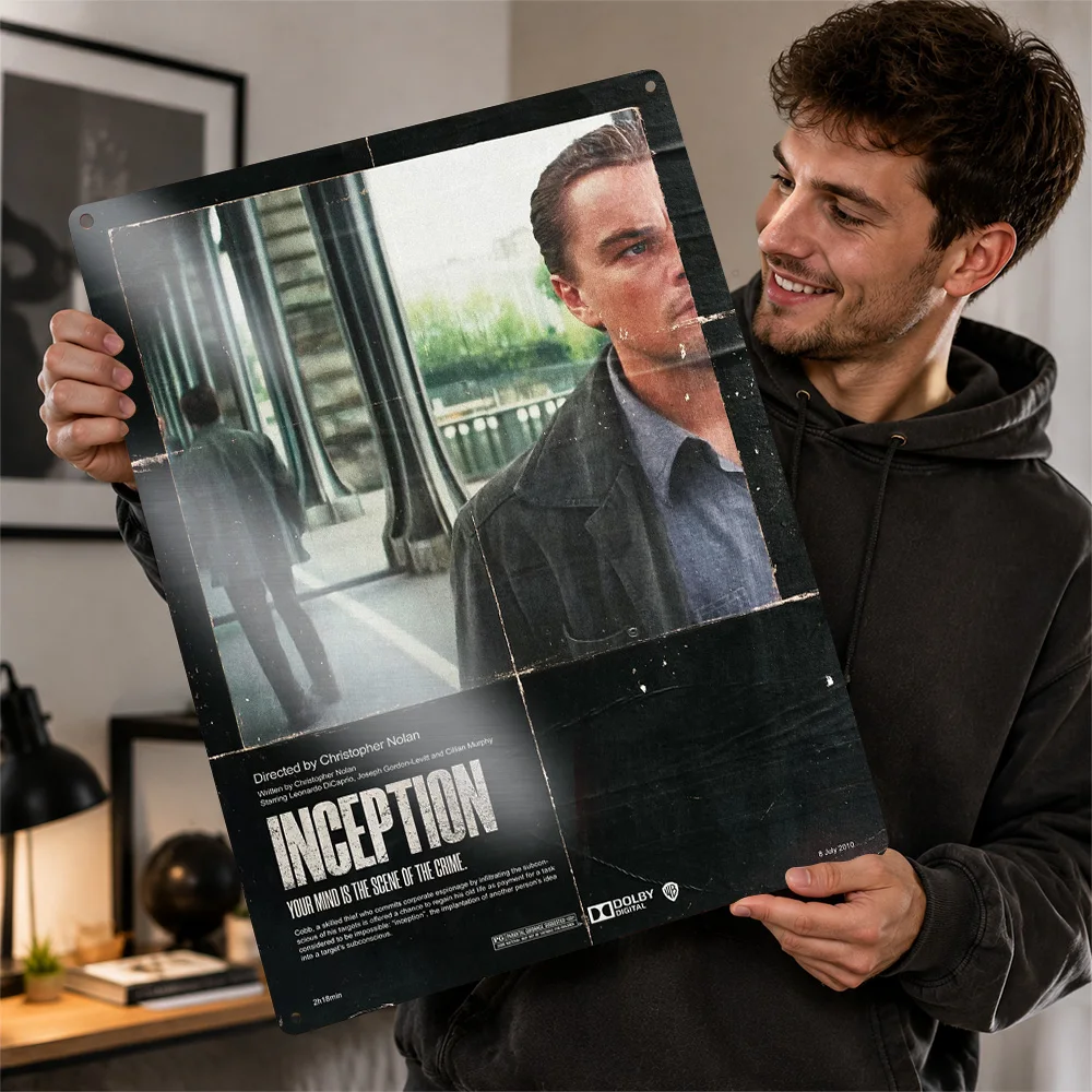 Inception Cobb Hallway Scene Aluminum Poster Customized Metal Sign Mind Bending Thriller Wall Art Perfect For Creative Studios