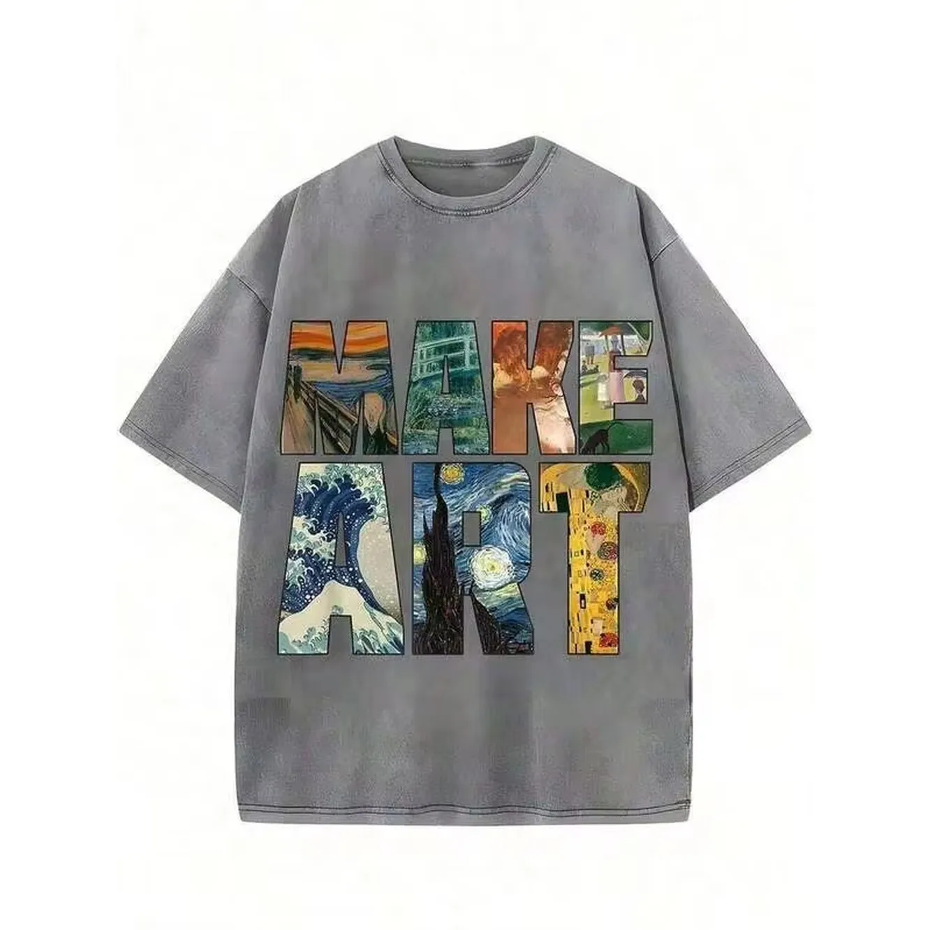 2026 Summer TopsHe Left A 99 Printed T-Shirt, 1 Piece, 230g Washed, High-Quality Wax Printed Cotton Retro Fashion Brand T-Shirt, With A Certain Thick