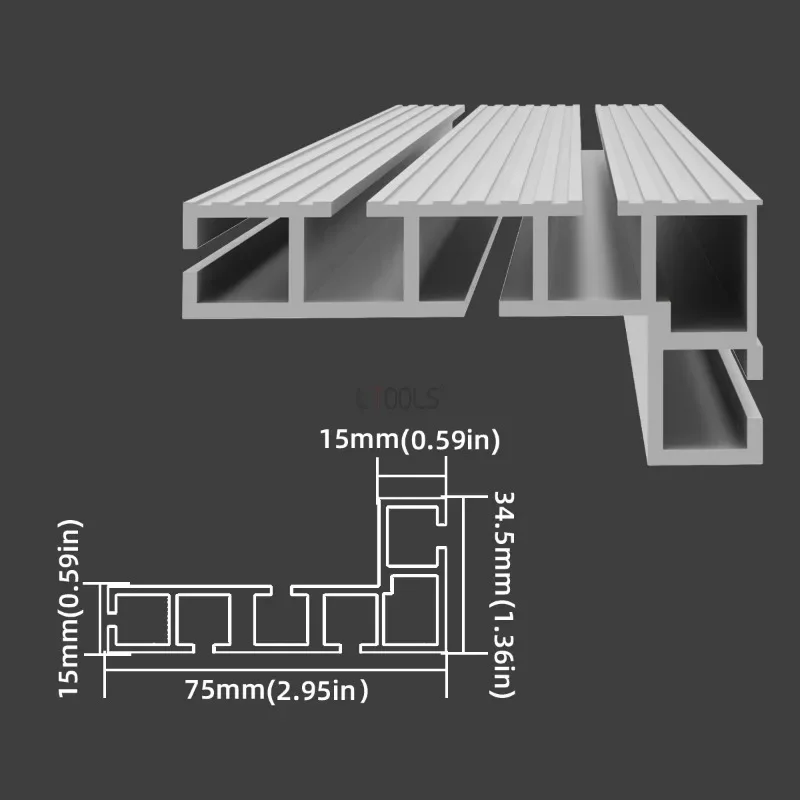 Imagem -04 - Cerca de Alumínio Perfil para Bancada de Carpintaria T-track Fence Mesa de Madeira Saw Miter Track 75 tipo 300 mm 400 mm 500 mm