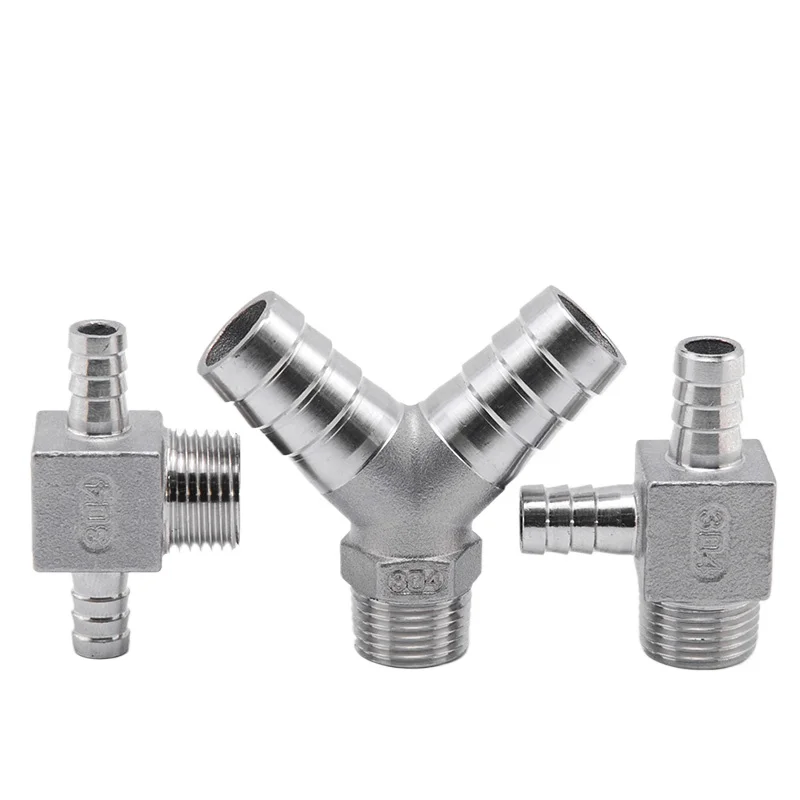 

1/4 дюйма, 3/8 дюйма, 1/2 дюйма, BSPT, наружная резьба x 8, 10, 12, 15, 19, 20 мм, тройник для шланга, 3-ходовой фитинг из нержавеющей стали 304, разветвитель соединителя