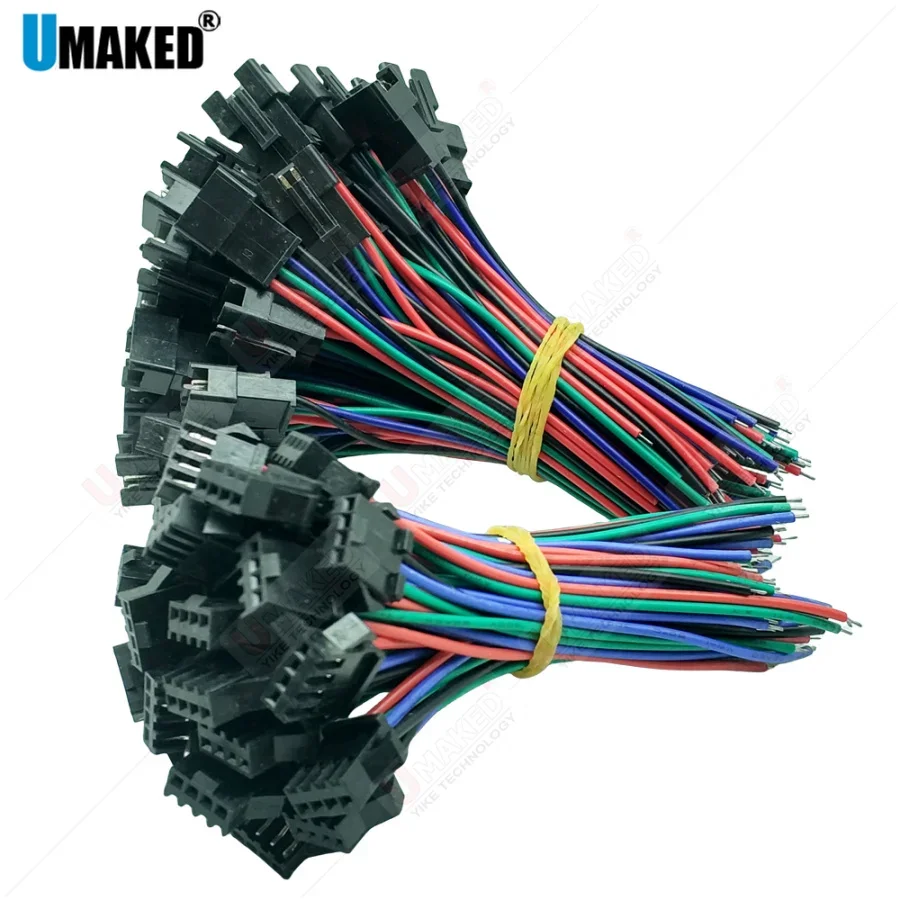 

100pairs JST SM 4 Pins/head Male to Female Plug/Wire Quick Connector for RGB LED Strip, 4pin connector for RGB strip light