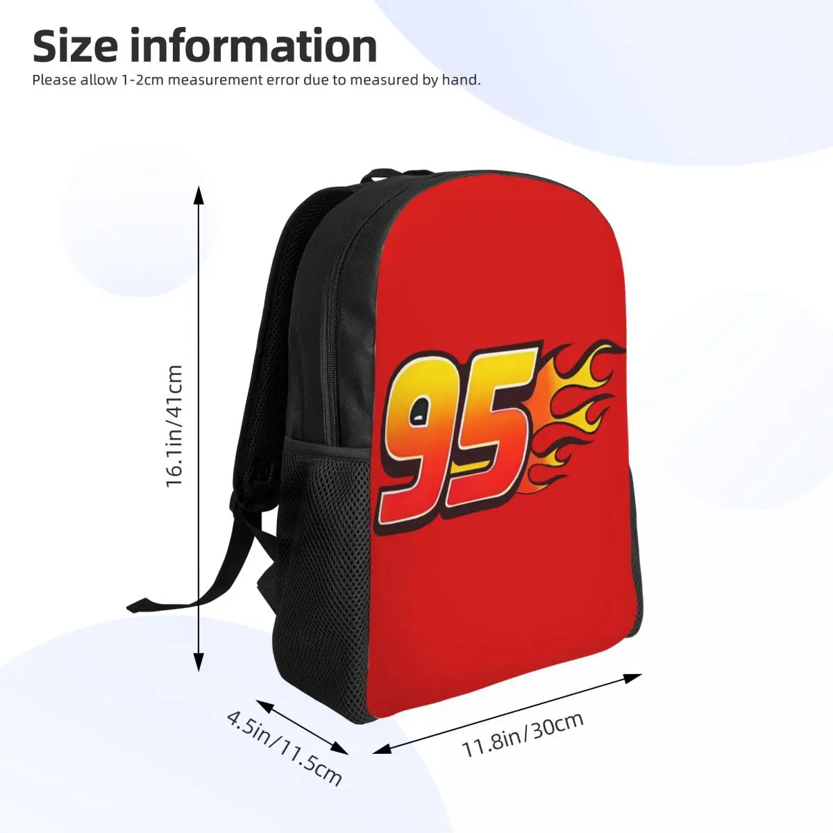 حقيبة ظهر مخصصة للسيارة 95 Lightning Mcqueen للنساء والرجال مقاومة للماء للمدرسة والكلية وسباق السيارات حقيبة كتب مطبوعة #4