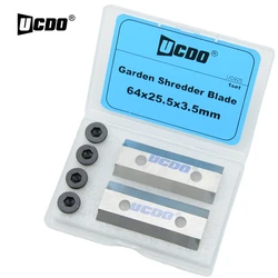 UCDO-Juego de cuchillas trituradoras HSS para jardín, juego de cuchillos con tornillos de doble cara, compatible con SCREWFIX TITAN, 64x25,5x3,5mm