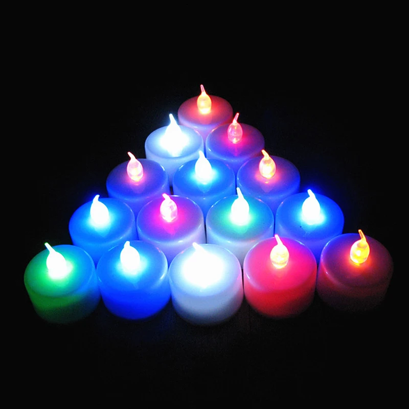 Multicolor Flameless Flickering Bulbo, Flickering Tea Light, Simulação Vela, Luz LED, 6 pcs