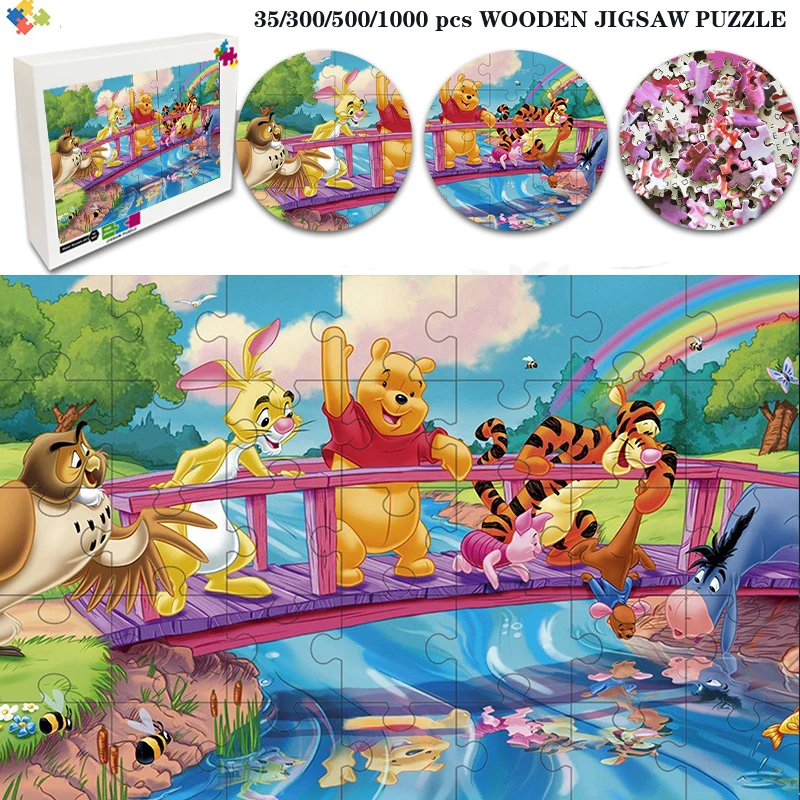 

Disney Winnie The Pooh Wooden Jigsaw Puzzle 35/300/500/1000 Pcs Disney Puzzles for Adults Family Game Toys Unique Gift for Kids