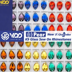 VDD Pear Multiple Colors Top Quality K9 Glass Sew On Rhinestones Crystal FlatBack Sewing Stones For DIY Clothes Wedding Dress