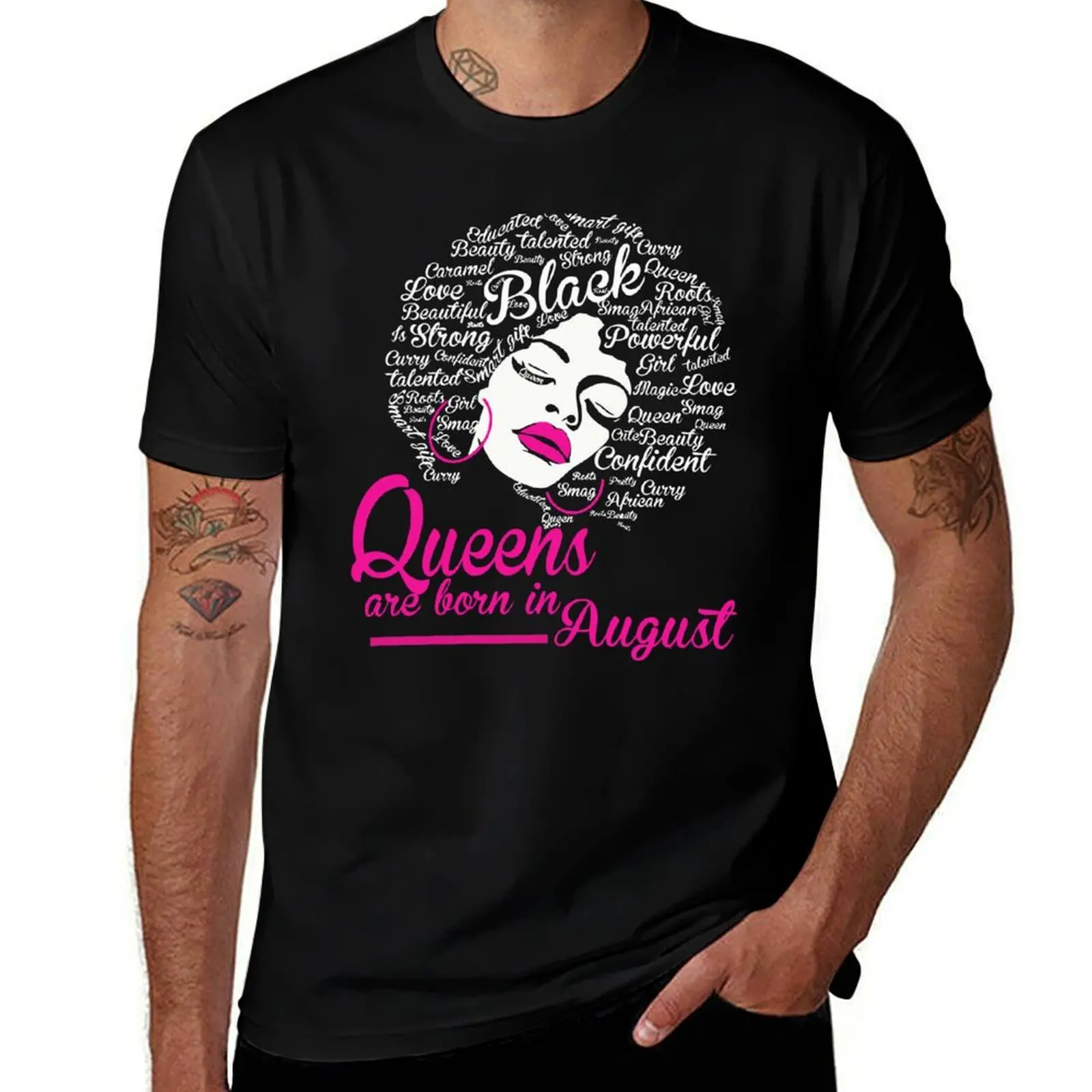 Queens Are Born In August - Strong Black Women T-Shirt Large Size Short Sleeve T-Shirt