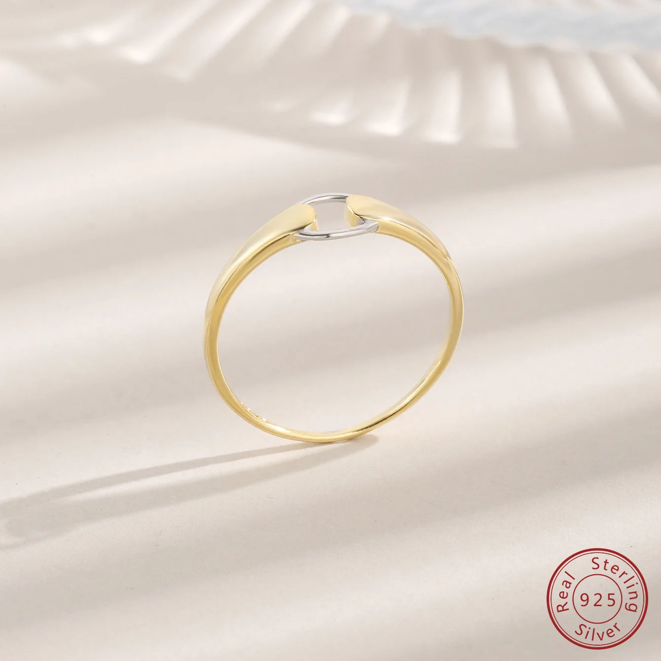 2026 New 100% S925 Sterling Silver Ring Gold Color Simple Personality Ring Fashion Niche Design Sense Simple Ring Female 2