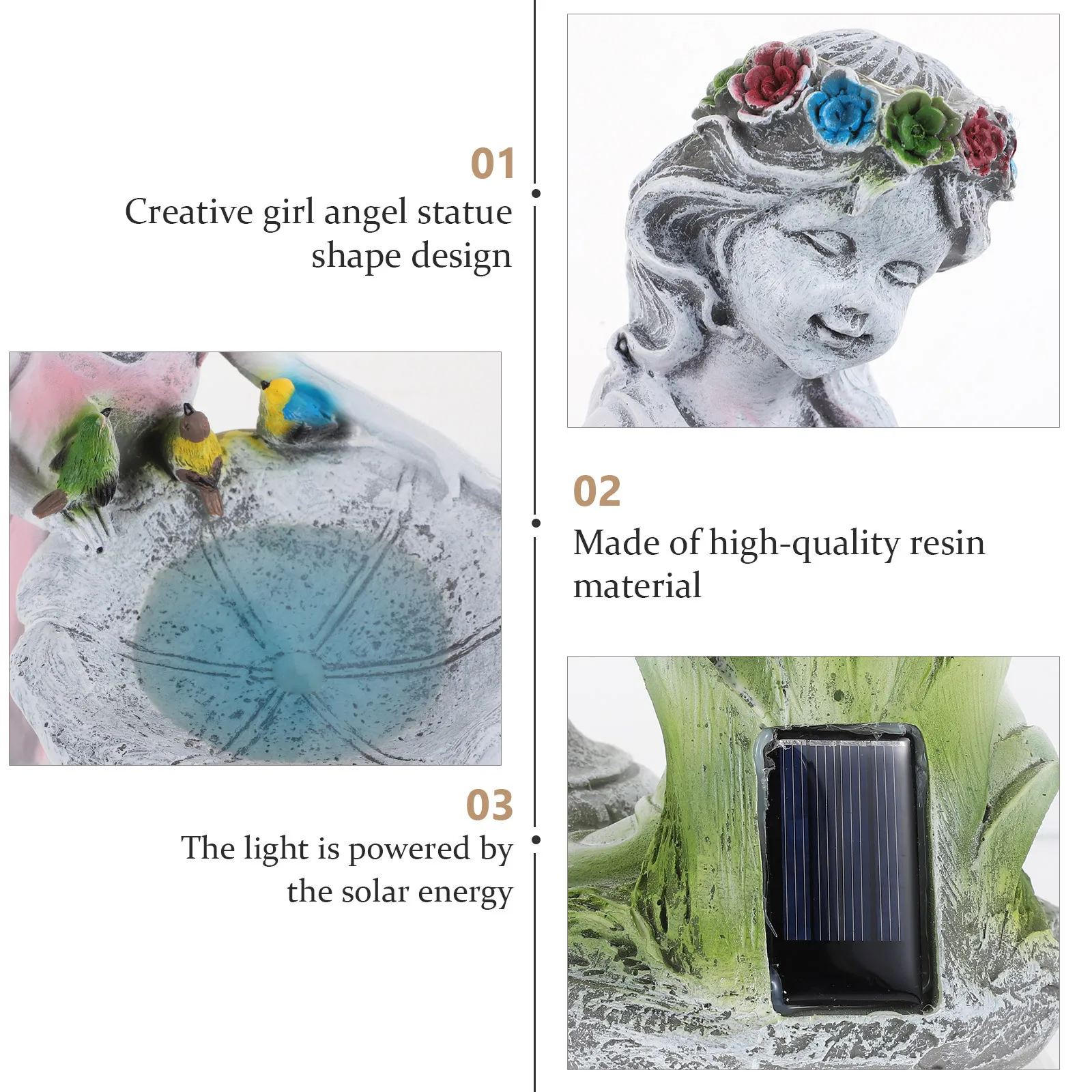 

1Pcs Solar Fairy Decoration Light Resin Angel Girl Statue Outdoor Garden Lamp Warm Glow Night Decor for Yard Home