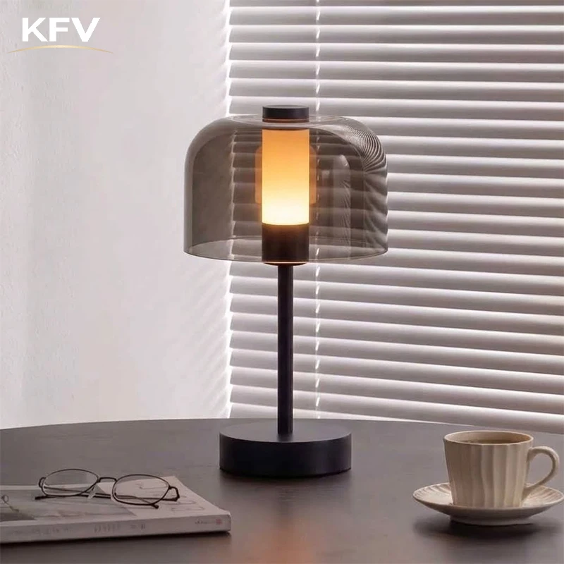 KFV Desk Lamp Luxury Transparent Light Lampshade Bedroom LED Table Lamp Decoration Mood Light Bedside Rechargeable Desk Lamps