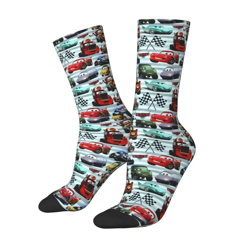 Lightning McQueen Car Race Men Women Crew Socks Unisex Kawaii 3D Print Dress Socks