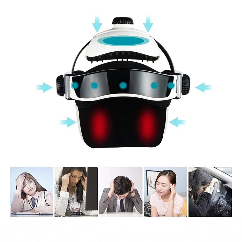 Electric Head Massager Multifunctional Heating Air Helmet with Soothing Music Air Pressure To Relax and Relieve The Headache - Image 3
