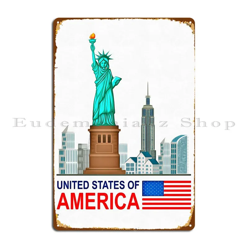 New York City Illustration Metal Sign PaintingHome Kitchen Personalized Retro Tin Sign Poster