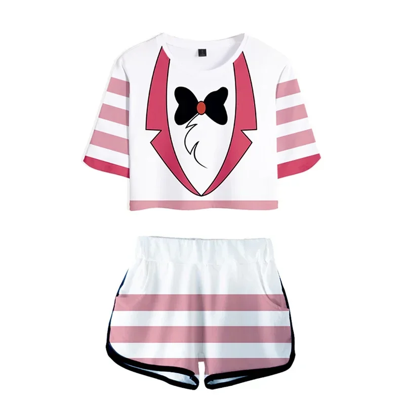 Ainiel Hazbin Cosplay Costume Clothing Tees Hotel Shirt Tshirt Shorts Charlie T Shirt Dust Sport Suit Shorts Vaddie Running Set image 2