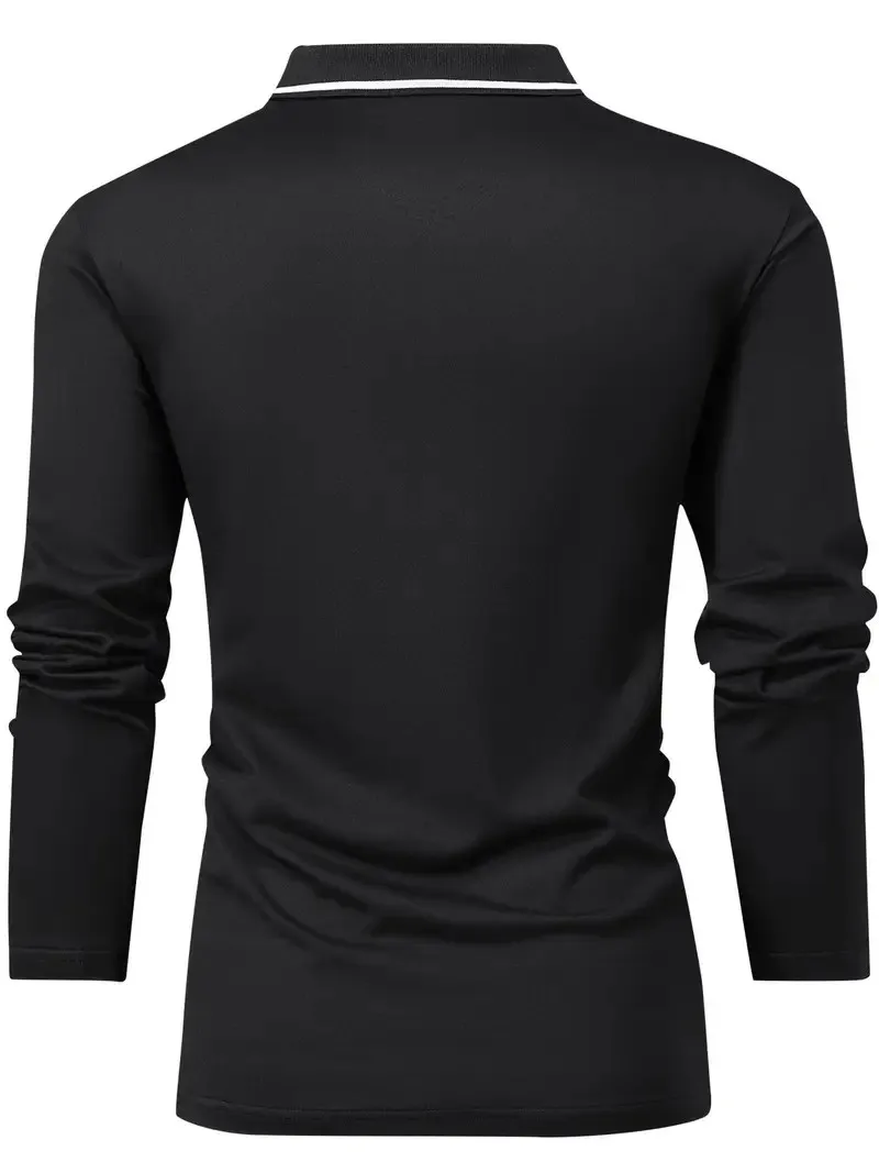 Das Neue Herren-Langarm-POLO-Shirt für Frühling und Herbst 2025 mit Street-Fashion-Design und Komfort durch 3D-Buchstabendruck – Detail 7