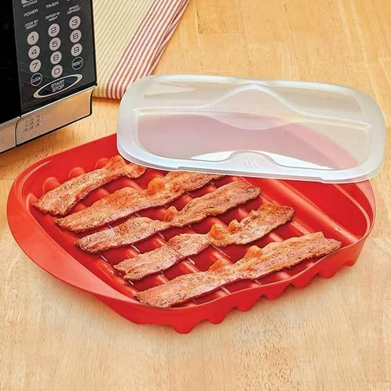 Microwavable Bacon Tray With Splash Cover Microwavable Bacon Grill Bacon Maker With Lid