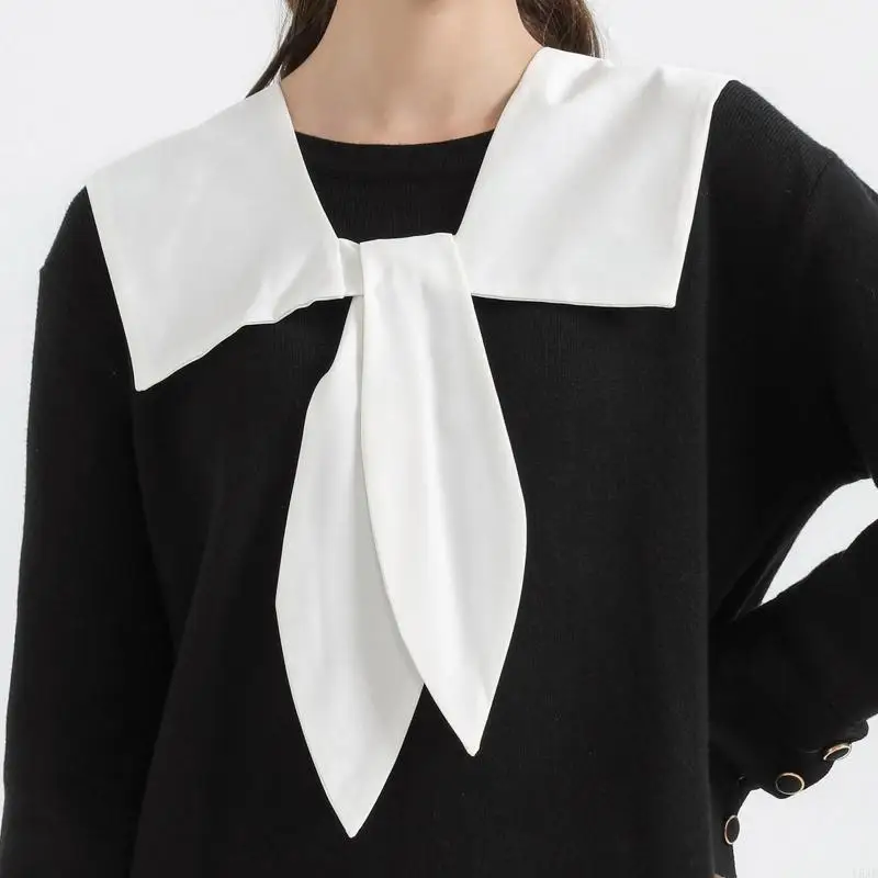 

Y5JD False Collar Women Detachable Collar Dickey Collar Cardigan Shoulder Warp Collar Sweater Collar Lace Up Neckline